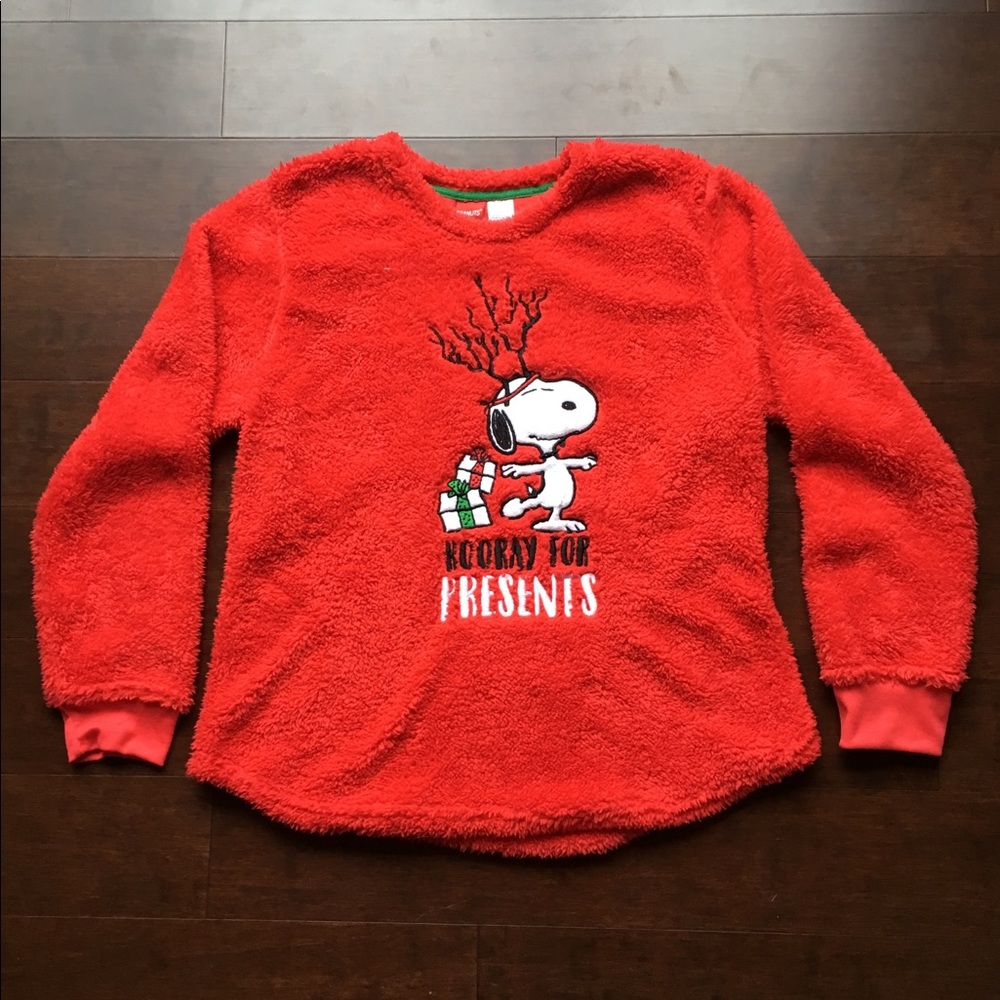 Peanuts Sherpa Ugly Christmas Sweater Red Size: XL